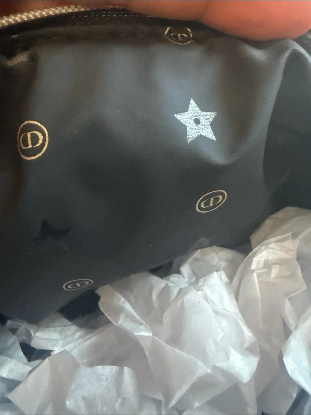 Dior Black Velvet Cosmetic bag with Gold CD Hardware